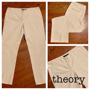 THEORY light tan khaki cropped pants, vent detail